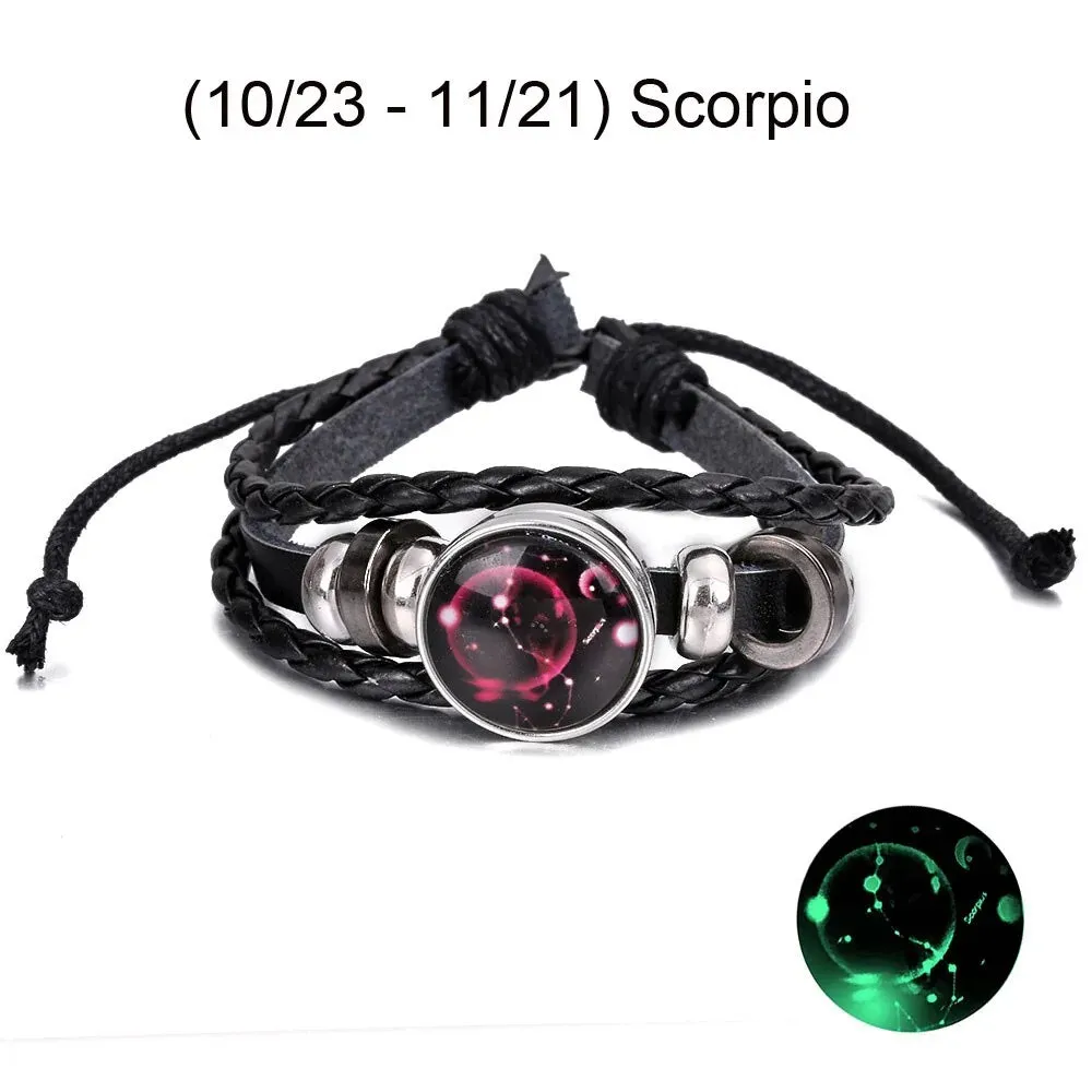 Zodiac Signs Leather Bracelet