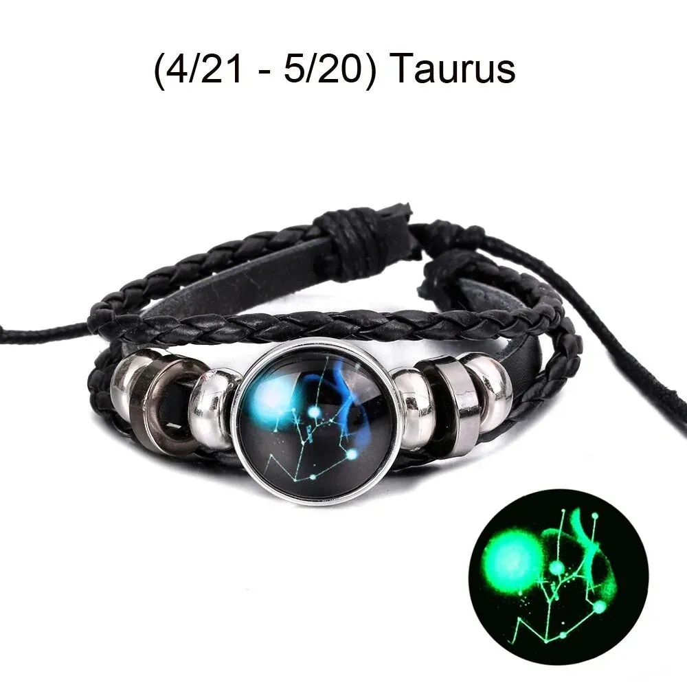 Zodiac Signs Leather Bracelet