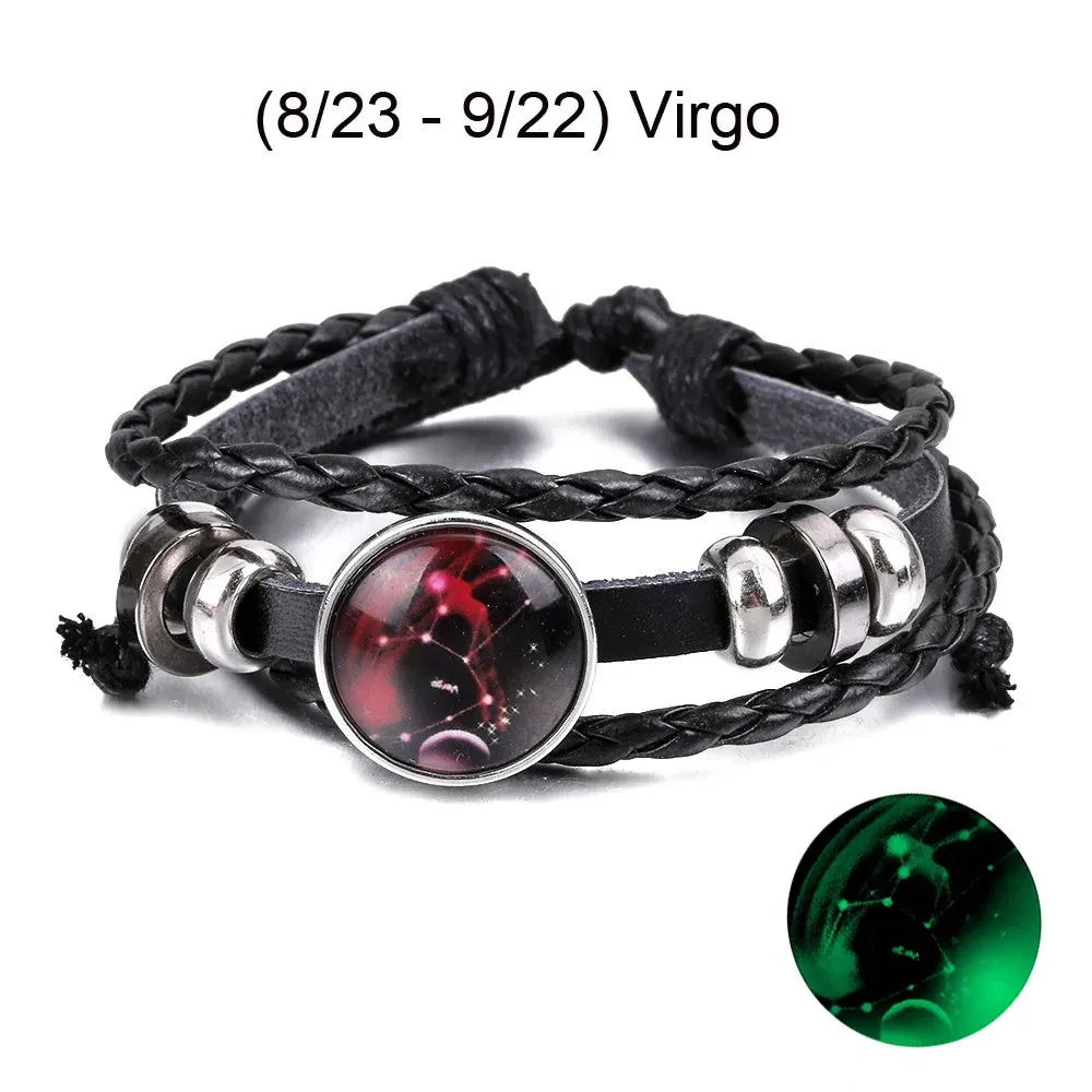 Zodiac Signs Leather Bracelet