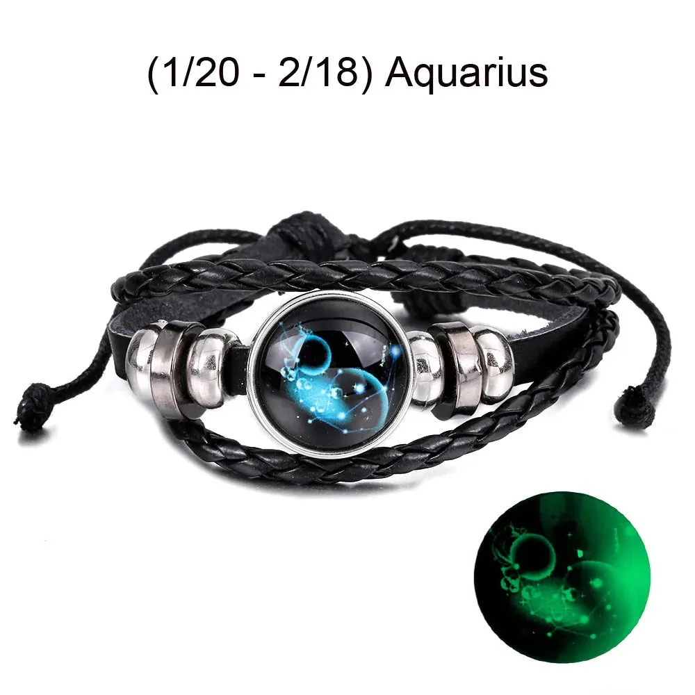 Zodiac Signs Leather Bracelet